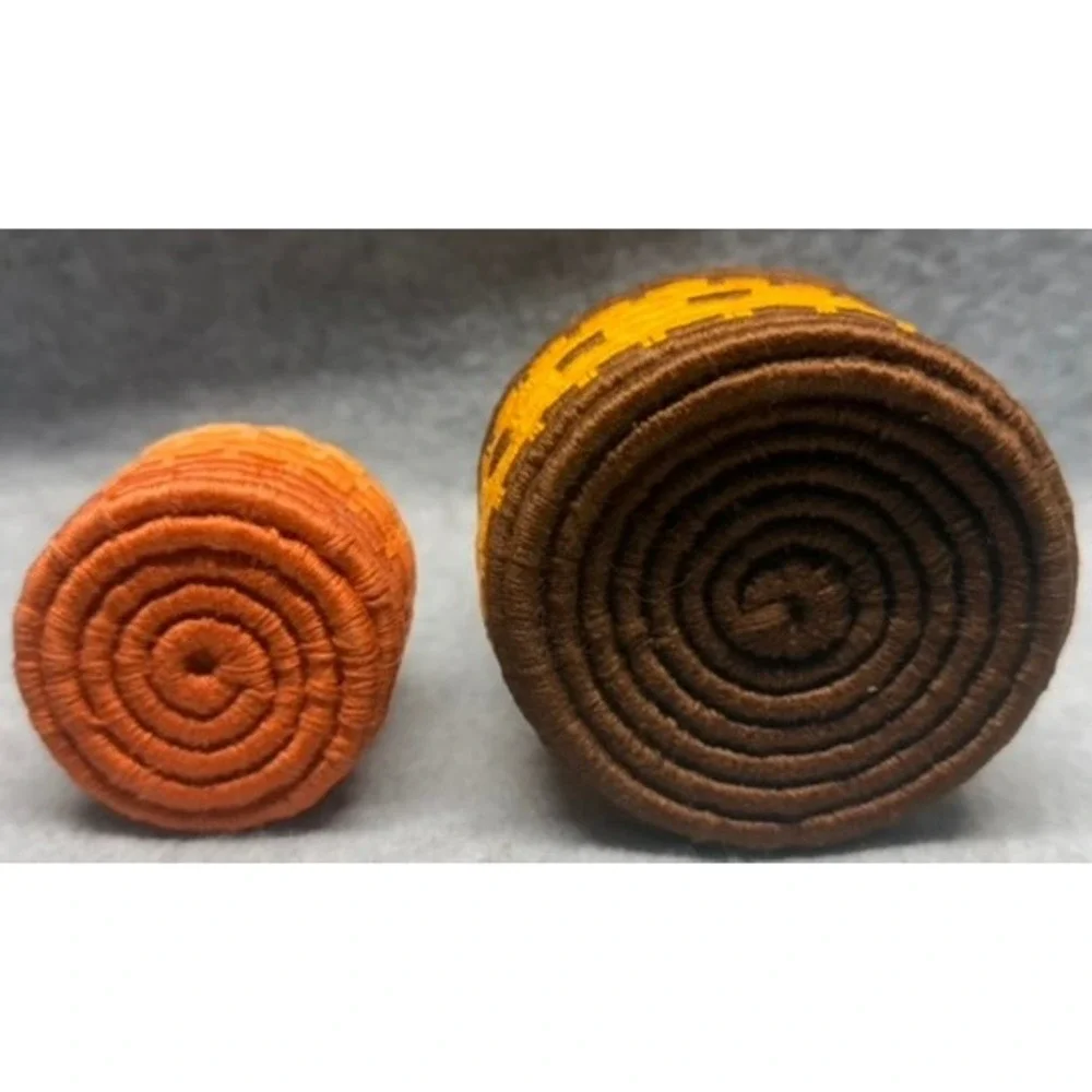 Vintage Tohono O'odham Coiled Olla Baskets Circa 1920 Native American Set of 2